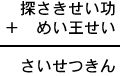 探さきせい功＋めい王せい＝さいせつきん