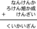 なんけんか＋ろけん旭か成＋けんざい＝くいかいざん