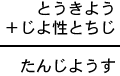 とうきよう＋じよ性とちじ＝たんじようす