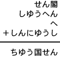 せん閣＋しゆうへん＋へ＋しんにゆうし＝ちゆう国せん