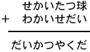 せかいたつ球＋わかいせだい＝だいかつやくだ