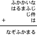 ふかかいな＋はるまふじ＋じ件＋は＝なぞふかまる