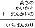 高ちの＋かいかと＋まんかいの＝いちばんのり