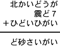 北かいどうが+震ど7+ひどいひがい=ど砂さいがい