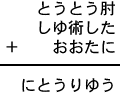 とうとう肘+しゆ術した+おおたに=にとうりゆう