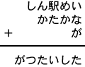 しん駅めい＋かたかな＋が＝がつたいした