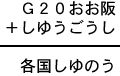 G20おお阪+しゆうごうし=各国しゆのう