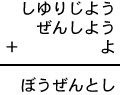 しゆりじよう＋ぜんしよう＋よ＝ぼうぜんとし