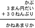 かぶ＋３まん円だい＋３０ねんぶり＝かねあまりか