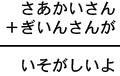さあかいさん+ぎいんさんが=いそがしいよ