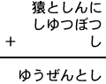猿としんに+しゆつぼつ+し=ゆうぜんとし