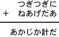 つぎつぎに＋ねあげだあ＝あかじか計だ