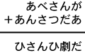 あべさんが＋あんさつだあ＝ひさんひ劇だ