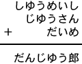 しゆうめいし＋じゆうさん＋だいめ＝だんじゆう郎