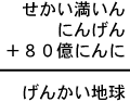 せかい満いん＋にんげん＋８０億にんに＝げんかい地球