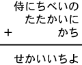 侍にちべいの＋たたかいに＋かち＝せかいいちよ